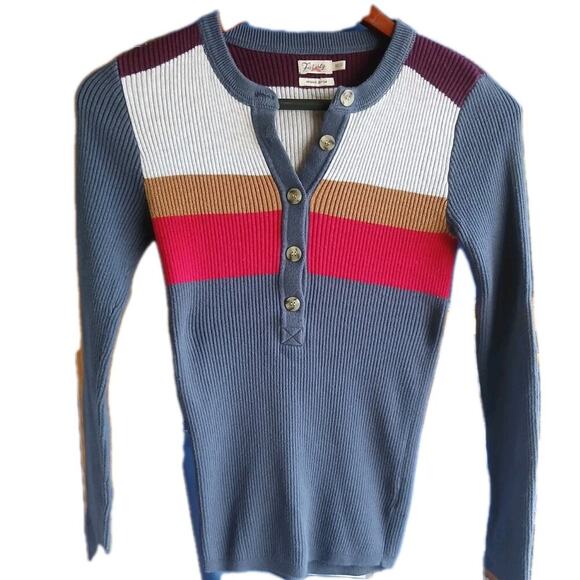 Faherty Sweater Organic COTTON/Cashmere Blend Womens XS Henley - Picture 1 of 9